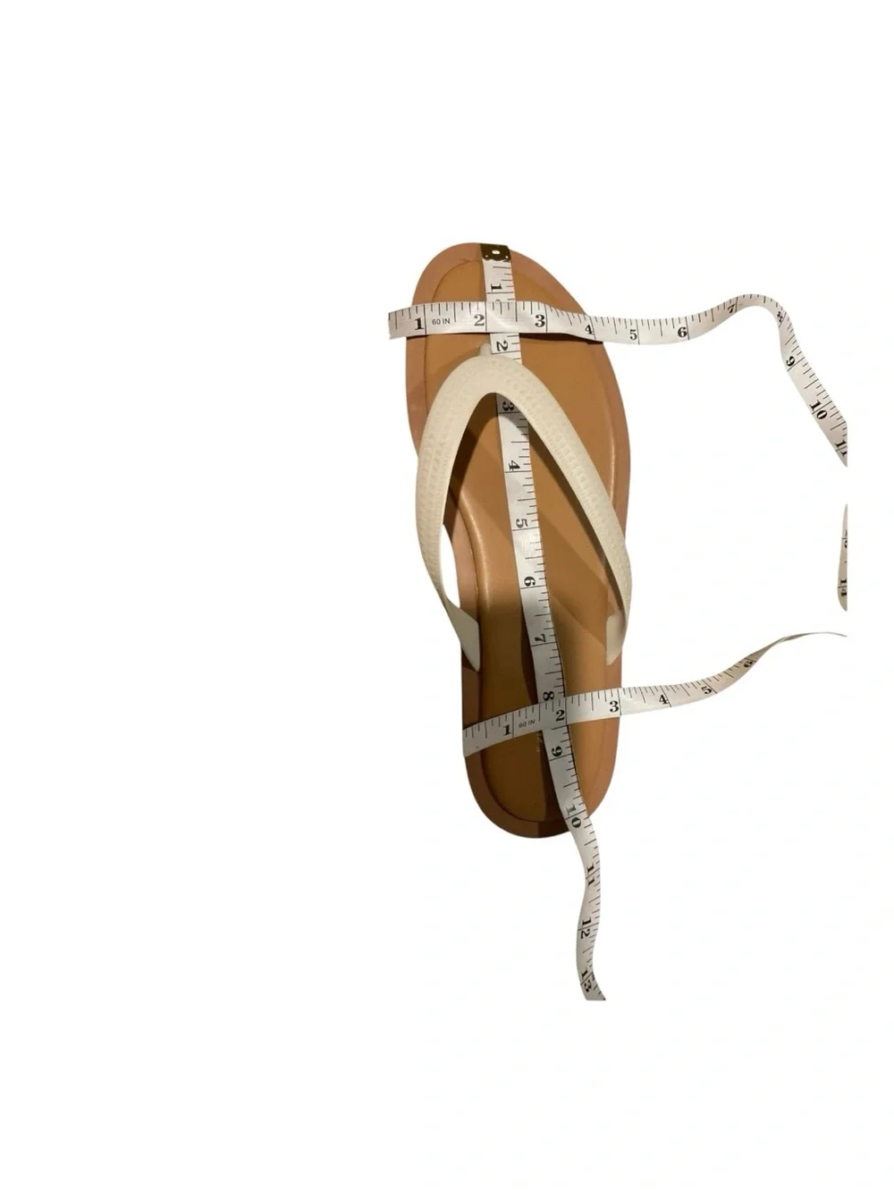 Zara Cream Strap Tan Footbed Flip Sandals - Picture 9 of 10